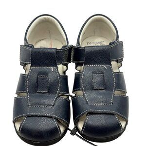 Pediped Boys Navy Leather Sandals Size 29 With Arch Support Flexible Sole